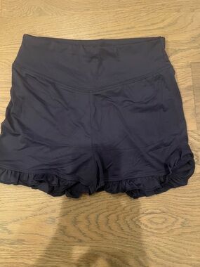 Girls' Navy Ruffle Hem Active Shorts
